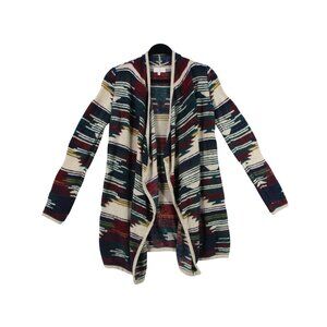 Lucky Brand Womens Aztec Southwestern Open Front Cardigan Sweater Size XS